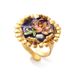 Devil's Eye Pearl Exaggerated Open Ring Monet Garden Oil Painting Series Tassel Flower Enamel Earrings_ipsvogv.com