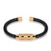 Fashion Korean Edition Jewelry Gold Black Rotating Titanium Steel Buckle Leather Men's Adjustable Bracelet_ipsvogv.com