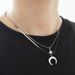 Mangxing Moon Double Layer Titanium Steel Necklace For Men, Minimalist Accessories, Flat Snake Chain, Niche Stacking_ipsvogv.com