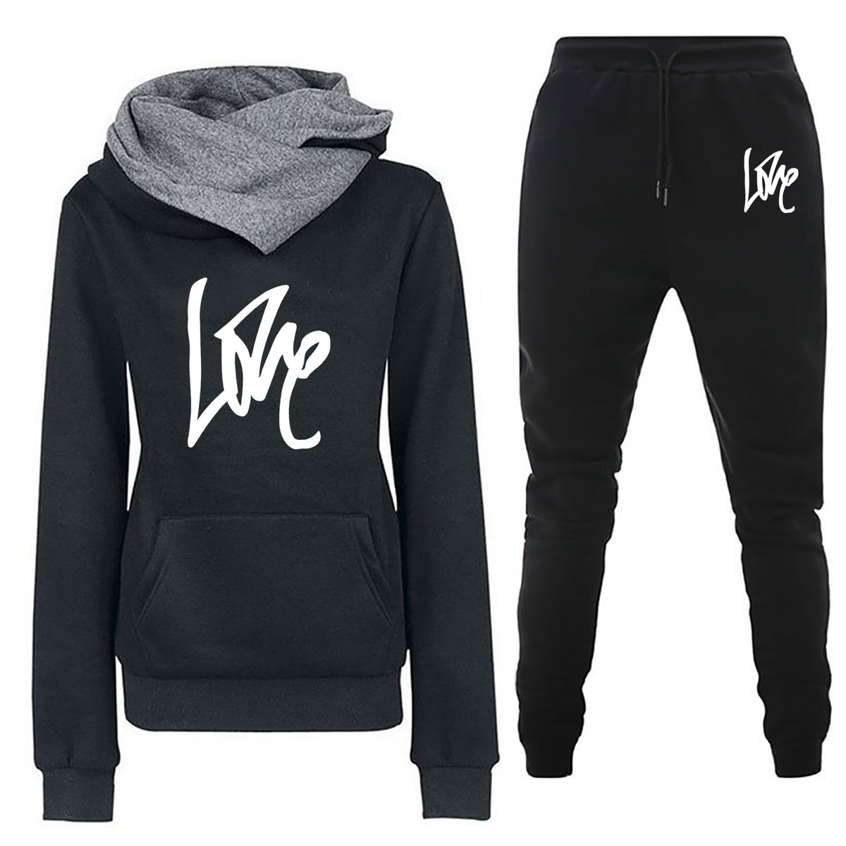 Women's Clothing Women's sweatshirt suit hoodie sports letter LOVE suit fashion and leisure hot style_ipsvogv.com