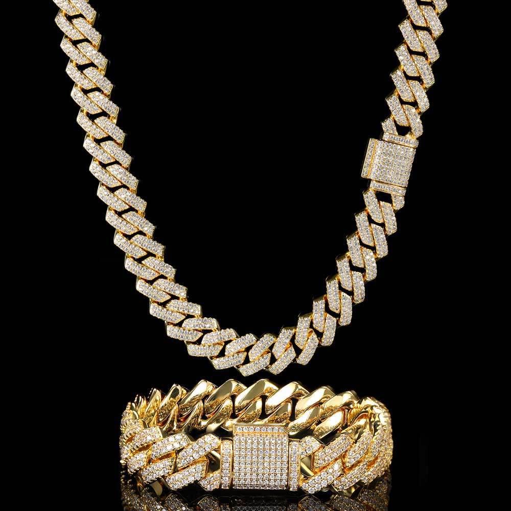 Men's Jewelry Copper Zirconium Hip Hop Necklace Jewelry Trendy Brand 14mm Diamond Shaped Cuban Necklace For Men And Women_ipsvogv.com