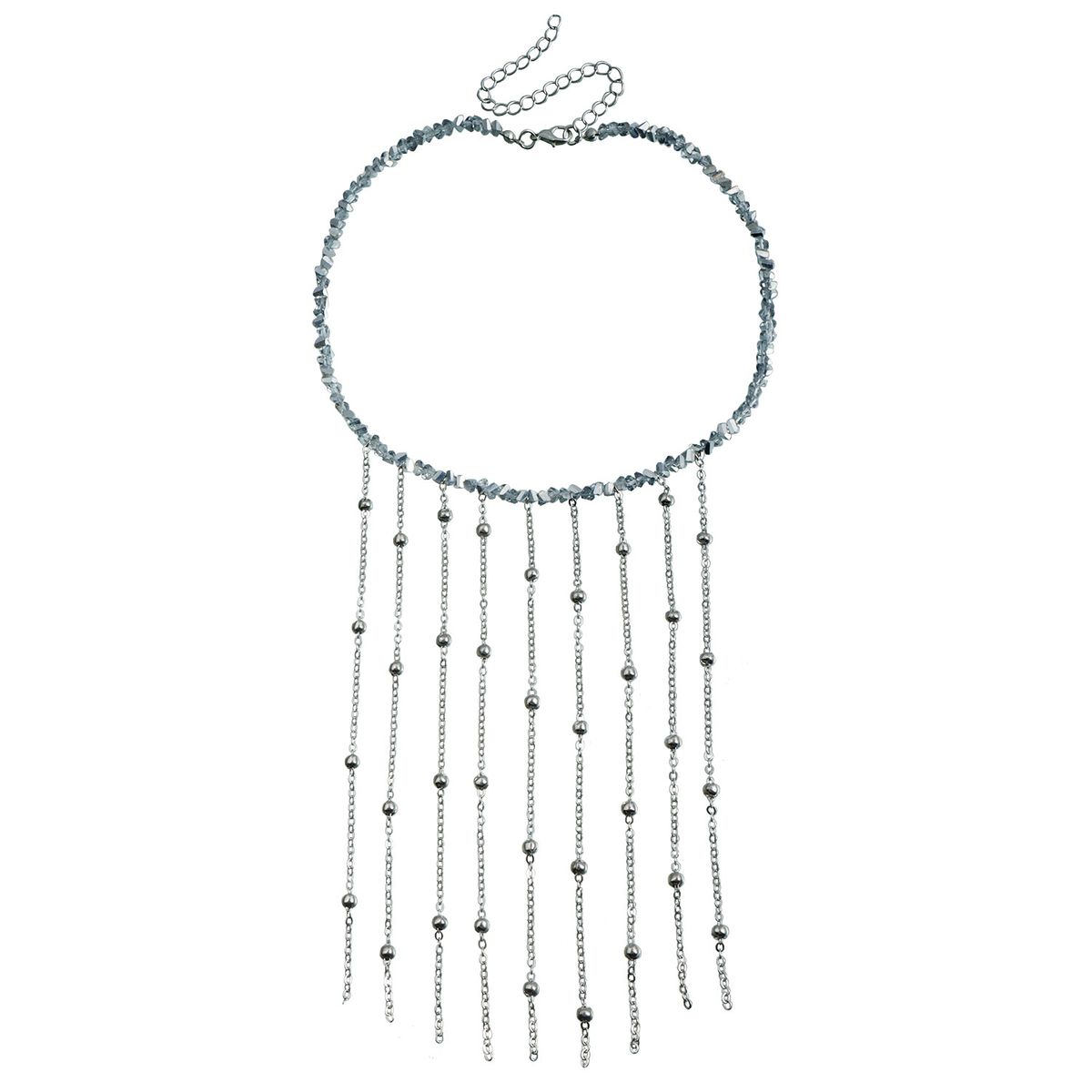 A Number Of Fashionable Tassel Collarbone Chains Ins Light Luxury High-end Mirror Glass Beaded Necklace_ipsvogv.com