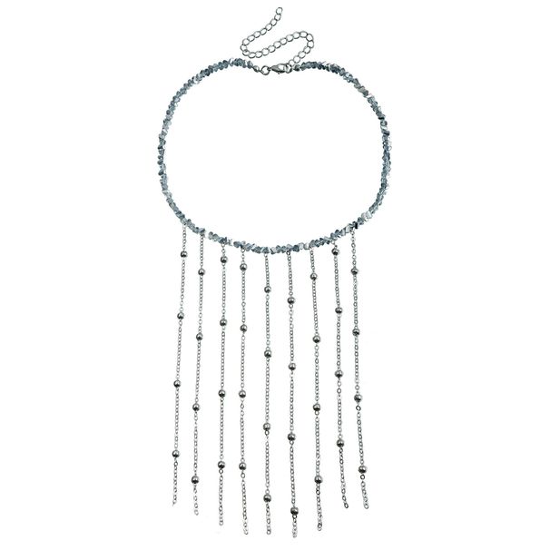 A Number Of Fashionable Tassel Collarbone Chains Ins Light Luxury High-end Mirror Glass Beaded Necklace_ipsvogv.com