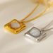 Square Cat's Eye Stone Pendant Necklace - Gold Plated Stainless Steel Clavicle Chain_ipsvogv.com