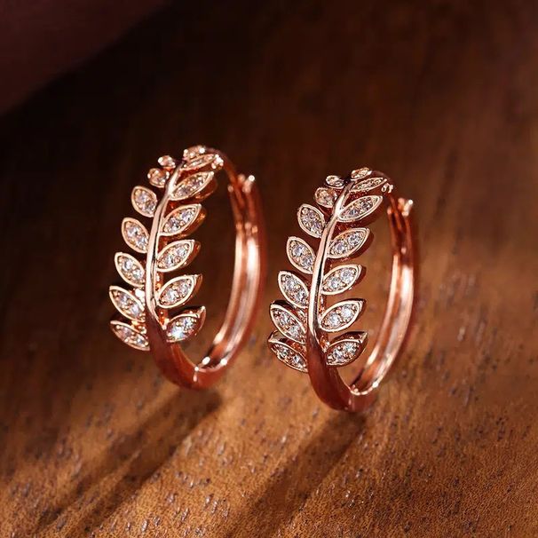 Cao Shi's Flower Series Exquisite Earrings, Olive Branches, Leaves, Micro Inlaid Zircon, Creative And Versatile Earrings_ipsvogv.com