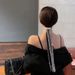 Dazzling rhinestone tassel fairy headdress Korean high end fashion spring clip female back of the head ponytail clip hair accessories_ipsvogv.com