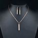 Fashion And Creative Diamond Inlaid Cylindrical Rod Earrings Necklace Set Accessories_ipsvogv.com