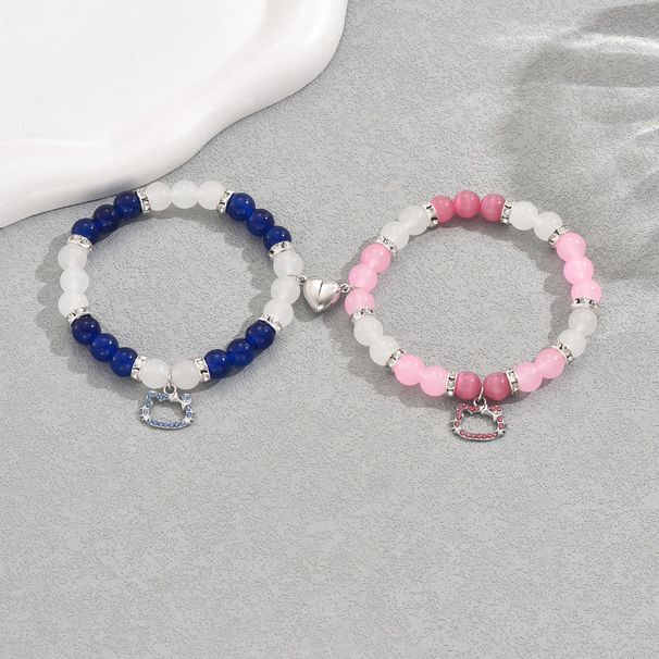 2024 New Style Couple Set Personalized Love Cartoon Cat Inlaid Diamond Design Bracelet_ipsvogv.com