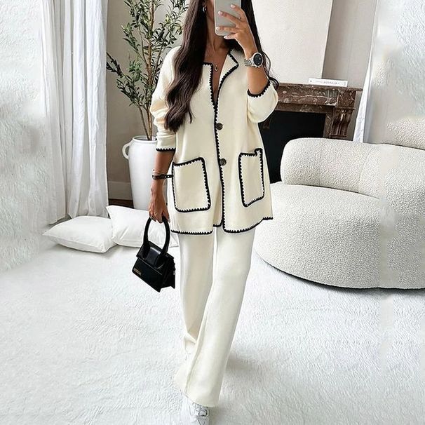 Women's suit autumn new fashion casual loose solid color two-piece set_ipsvogv.com