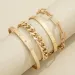 top-level Charm Bracelets 4 Pcs Bangle Set For Women Trendy Dainty Paperclip/Cuban/Figaro/Open Chain Link Stack Bracelet_ipsvogv.com