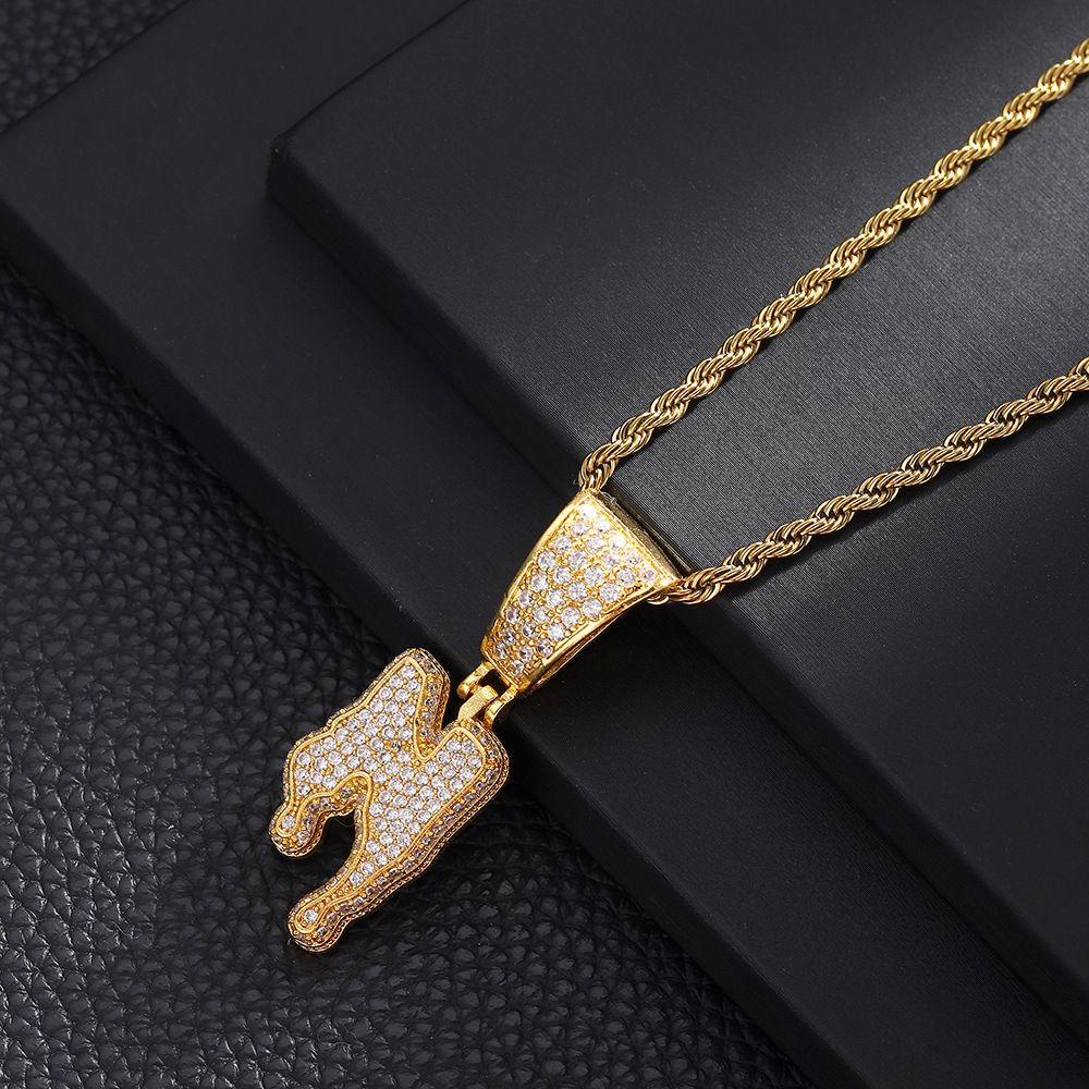 Hot Selling English Letter Copper Set With Zircon Full Diamond Pendant Clavicle Chain Necklace_ipsvogv.com