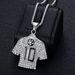 New Hip-Hop Jewelry Stainless Steel Gold-Plated Full Diamond Soccer Epoxy No. 10 Jersey Pendant Necklace_ipsvogv.com