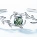 S925 Sterling Silver Bracelet Green Moss Stone Water Grass Agate Open Bracelet Silver Jewelry Fashion Light Luxury_ipsvogv.com
