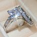 Sanjie Women's Square Diamond Zircon Pair Set Ring Jewelry_ipsvogv.com