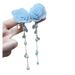 Women’s Jewelry Set Fashion Blue Series Ins Style Design Fairy Blue Silk Flower Bud Gravel Earrings Tassel Atmosphere Earrings Small Fragrance Style_ipsvogv.com