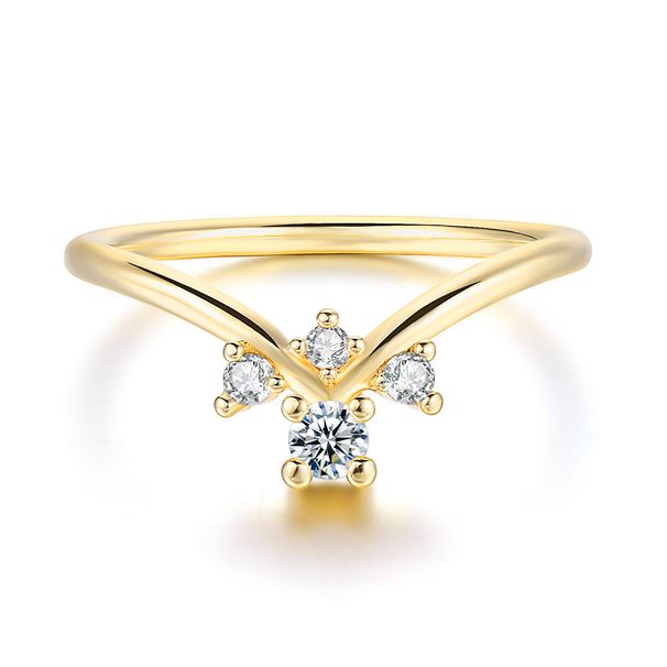 Jewelry Fashion V shaped Women's Ring Rose Gold Plated Zircon Accessories_ipsvogv.com