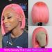 hot selling Pink Color Blunt Cut Short Straight Glueless Bob 180% Density 13×4 Lace Frontal Wig Brazilian Remy Put On Go Human Hair_ipsvogv.com
