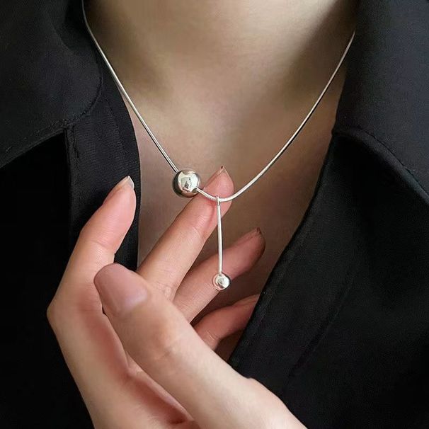 Golden Ball Titanium Steel Necklace 2023 New Light Luxury Small And Popular Collar Chain Women's Summer Design Feeling_ipsvogv.com