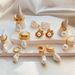 Baroque style brass plated K real gold pearl earrings shell pearl material elegant ear buckles_ipsvogv.com