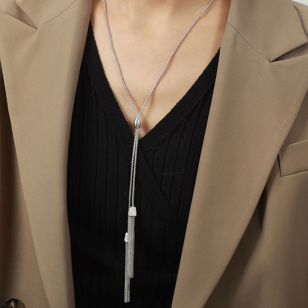 New Niche Design, Fashionable Personality, Long Tassel Titanium Steel, Gold-plated And Diamond Inlaid Sweater, Chain_ipsvogv.com