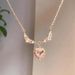 Same Pink Heart Pendant Necklace, Women's Super Sparkling Zircon Fugitive Princess, Light Luxury And High-end Collarbone_ipsvogv.com