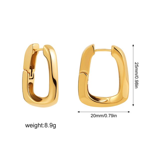 Women’s Jewelry Set Fashion Hip Hop Style Copper Plated Real Gold Chain Buckle Earrings U Shaped Earrings Design Hollow Earrings_ipsvogv.com