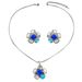 Fashion OL inlaid earrings necklace set with personalized flower petal design, long collarbone chain accessory_ipsvogv.com
