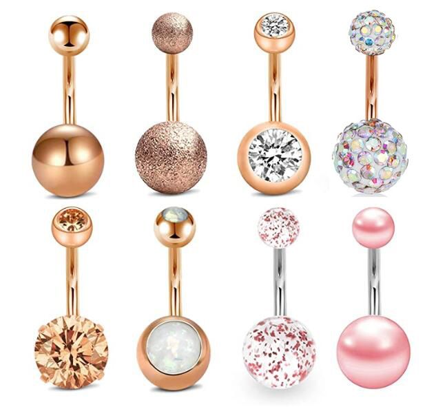 new arrival 8PCs navel ring suit zircon navel nail navel buckle piercing jewelry_ipsvogv.com