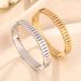 Minimalist Geometric Striped Titanium Bracelet For Women, Versatile Stainless Steel That Can Be Opened And Does Not Fade_ipsvogv.com