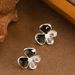 Cute, Sweet, Fresh Crystal Bow From Japan Korea, Feminine Temperament, Simple And Versatile Design, Silver Needle_ipsvogv.com