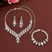 Women’s Jewelry Set Fashion Necklace Set Bridal Wedding Jewelry Full Diamond Water Drop Fashion Jewelry Earrings Bracelet Light Luxury Rhinestones_ipsvogv.com