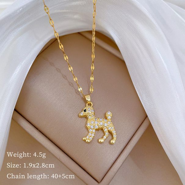 Wangwang 【 】 VIP Dog Light Luxury Charm Gorgeous Full Diamond Necklace Women's Versatile Clavicle Titanium Steel Chain 【 】_ipsvogv.com