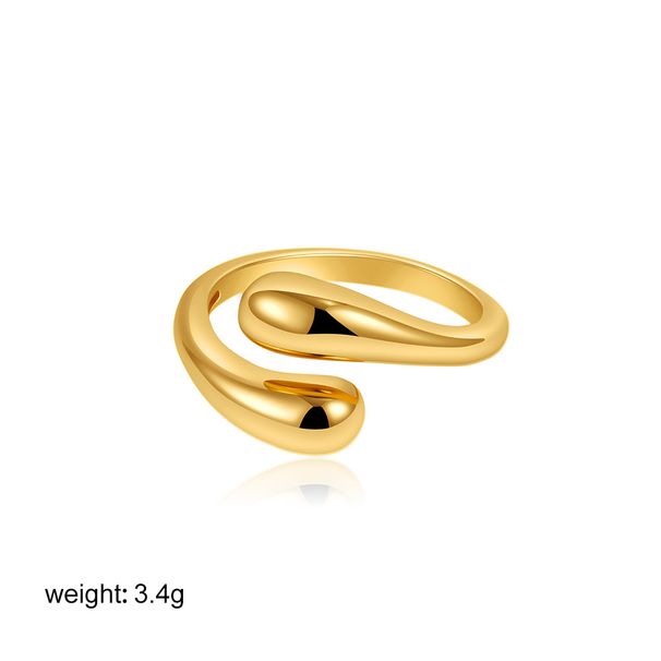 Unisex Fashion Simple All Match Light Luxury Glossy Water Drop Ring Female French Minimalist Adjustable Cross Open Ring_ipsvogv.com