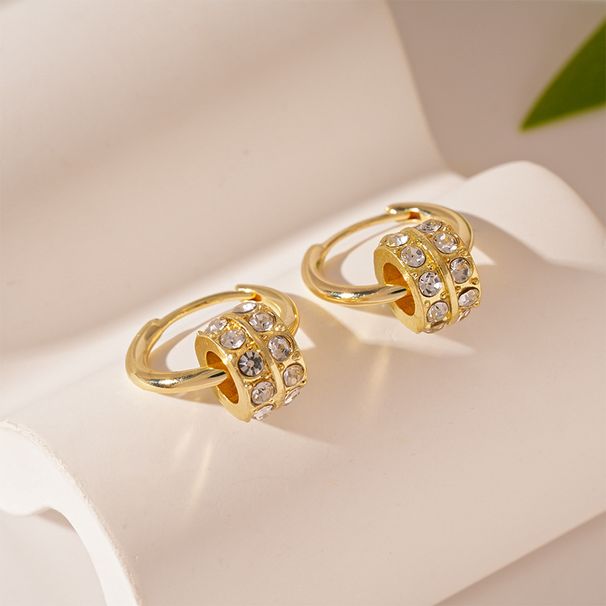 Light Luxury Metal Diamond Circle Ear Buckle Earrings French Simple Premium Geometric Earrings_ipsvogv.com