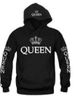 Couple wear QUEEN KING printed hooded long-sleeved couple wear sweatshirt for men and women_ipsvogv.com