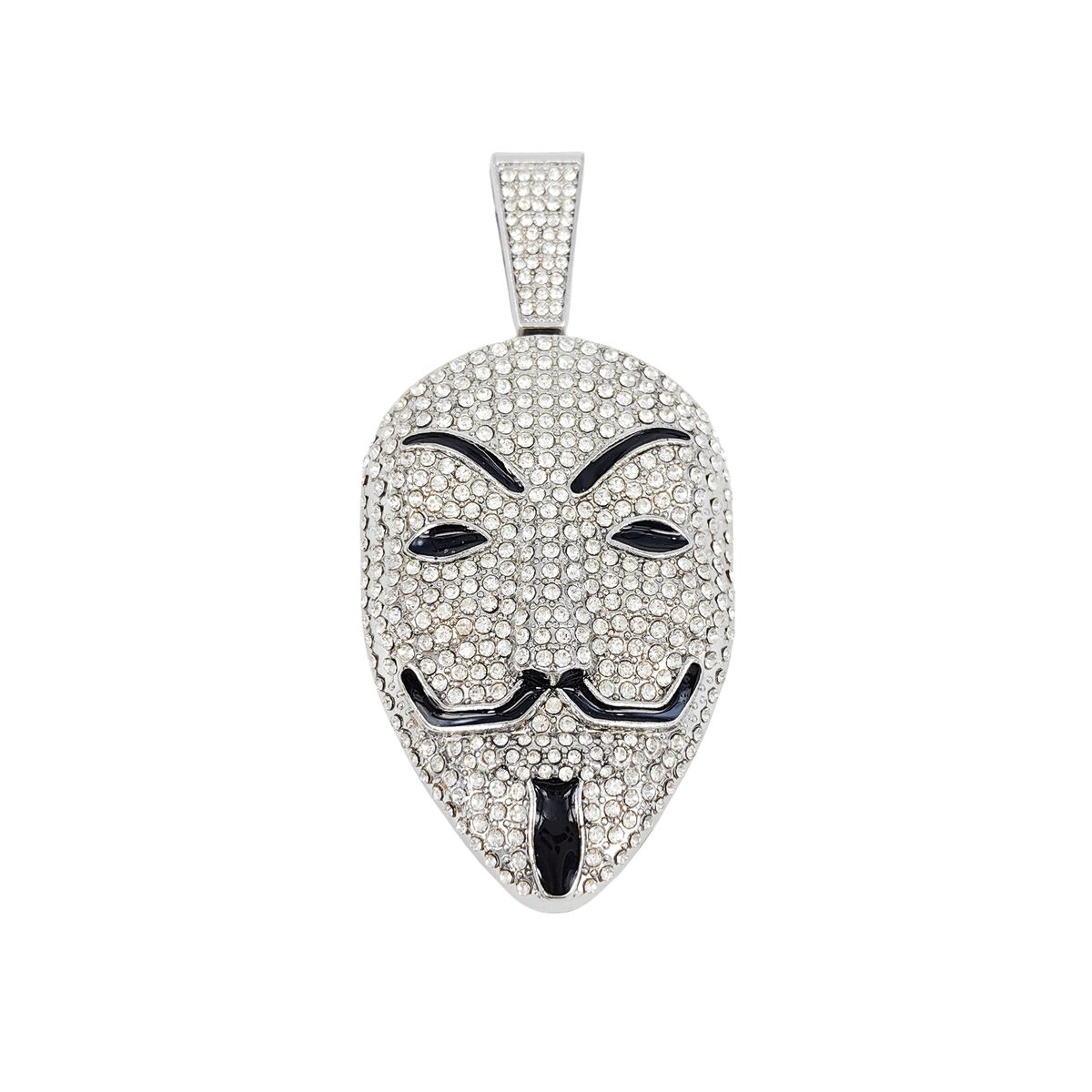 Unisex Full Diamond Three Dimensional Portrait Face Pendant Necklace Men's Personality Exaggerated Cool Trendy Cuban Chain_ipsvogv.com
