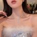 Titanium Steel Color Preserving Zircon New Tassel Water Droplet Choker Set Necklace Collarbone High-end Design_ipsvogv.com