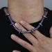 Hip Hop New 5mm Purple Zircon Inlaid Tennis Chain Black Panther Men's Necklace_ipsvogv.com