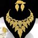 Gold-plated wedding jewelry set Women's necklace Ring Earrings bracelet_ipsvogv.com