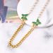 Elegant Pearl Collarbone Chain, Green Leaf Pattern, Diamond Inlaid Butterfly Jewelry, Thick Nec, Titanium Steel_ipsvogv.com