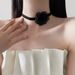 2024 New Choker Necklace For Women, Lace Black Necklace, Light Luxury Niche Wine Red Velvet Camellia Clavicle Chain_ipsvogv.com