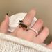 Cute Sausage Dog Pearl Ring For Girls, Autumn And Winter Light Luxury Finger Ring, Niche Design, Student Accessories,_ipsvogv.com