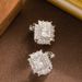 Fashionable And Exquisite Sparkling Zircon Small Square Diamond Earrings, Ear Clips Without Holes, Niche High-end_ipsvogv.com
