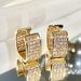 Cao Shi's Micro Inlaid Women's Minimalist New Style Trendy Ear Buckle Geometric Square Double Sided Earrings_ipsvogv.com