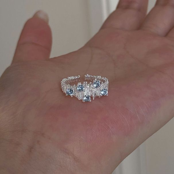 Silver Ocean Blue Star "Blue Zircon Irregular Wrinkle For Women, Light Luxury, Exquisite, Internet Celebrity, High_ipsvogv.com