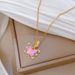 Pink 【 】 Butterfly Zircon Light Luxury Charm Gorgeous Full Diamond Necklace Women's Versatile Clavicle Titanium Steel 【 】_ipsvogv.com