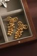 Brass Gold-Plated Sweet Cool Ins Style Niche Design Metal Beaded Round Bead Bowknot Tassel Earrings For Women_ipsvogv.com