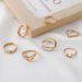 New Combination Fashion Gold Moon Leaf Cross Cut 7 Piece Set Ring_ipsvogv.com