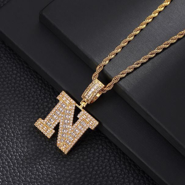 New 26 Letter English Pendant With Copper Inlaid Zircon, Fashionable And Versatile Jewelry Necklace_ipsvogv.com