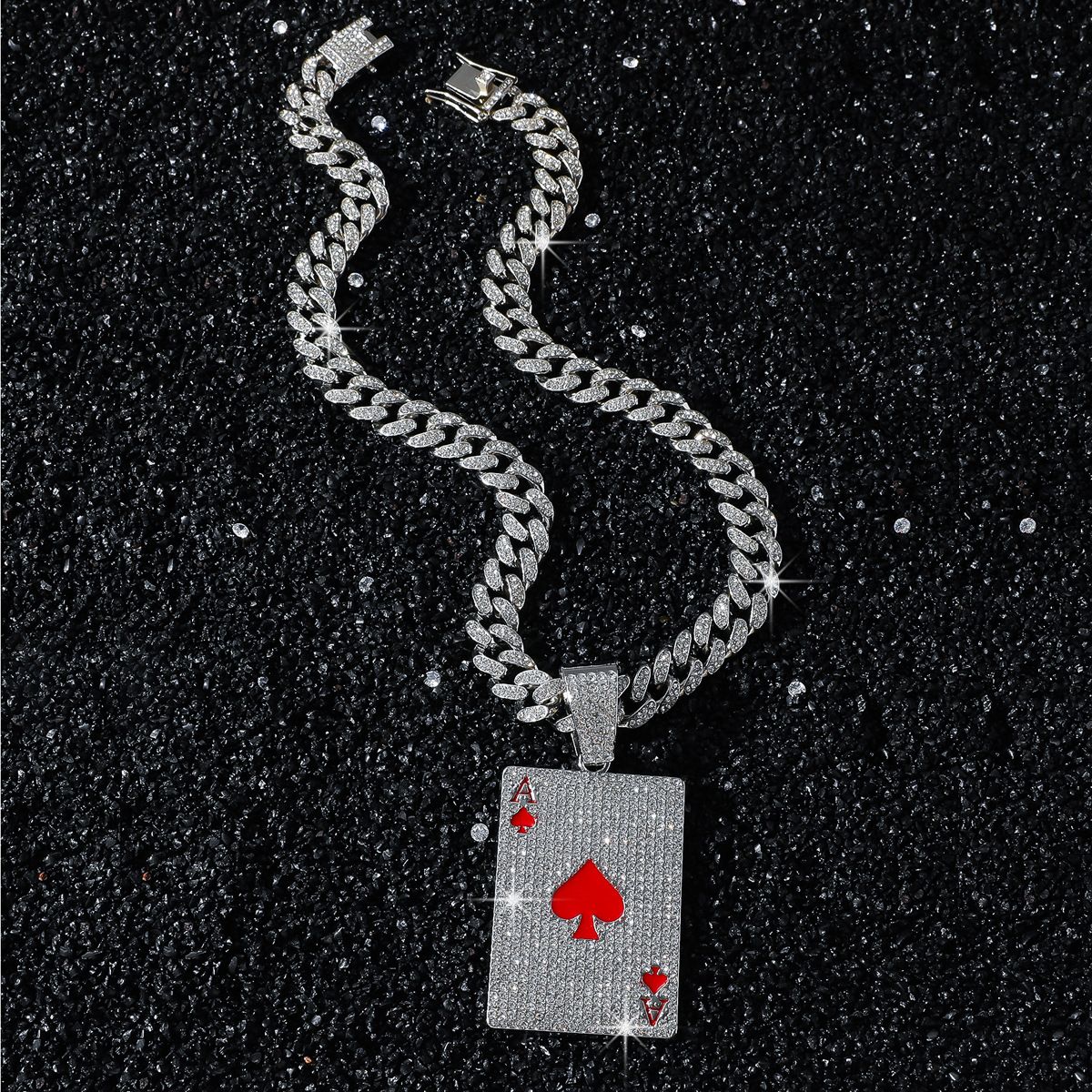 New Style Red Peach A Hip Hop Creative Personalized Poker Card Pendant_ipsvogv.com